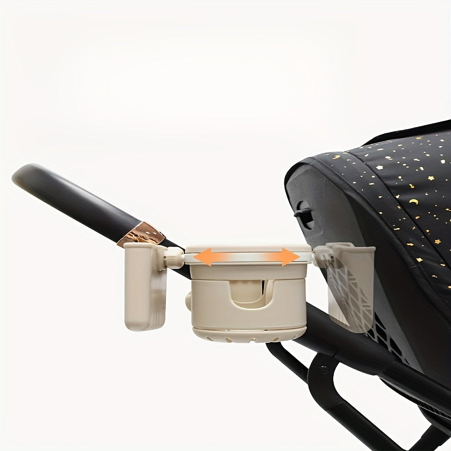 3-in-1 Stroller Cup & Bottle Holder with Phone Holder - Durable PP material, securely attached to the handlebars, perfect for parents travelling, Stroller Cup Holder, cream\u002Fblack