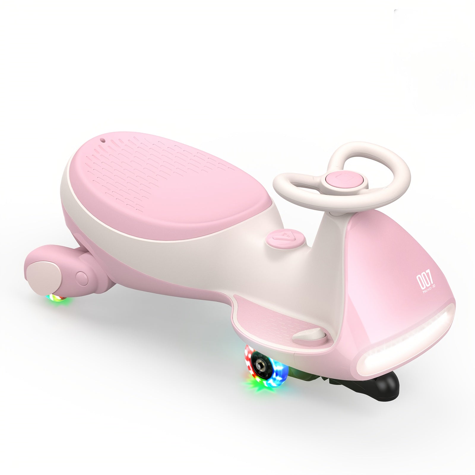 Easter Gifts for Kids6V Electric Wiggle Car with Pedal, Rechargeable Battery, 2 in 1 Swing Car, 2 Speed Ride on Toy, Anti-Rollover, Flashing Wheels, for Ages 3 And Up, 150 Lbs, Pink