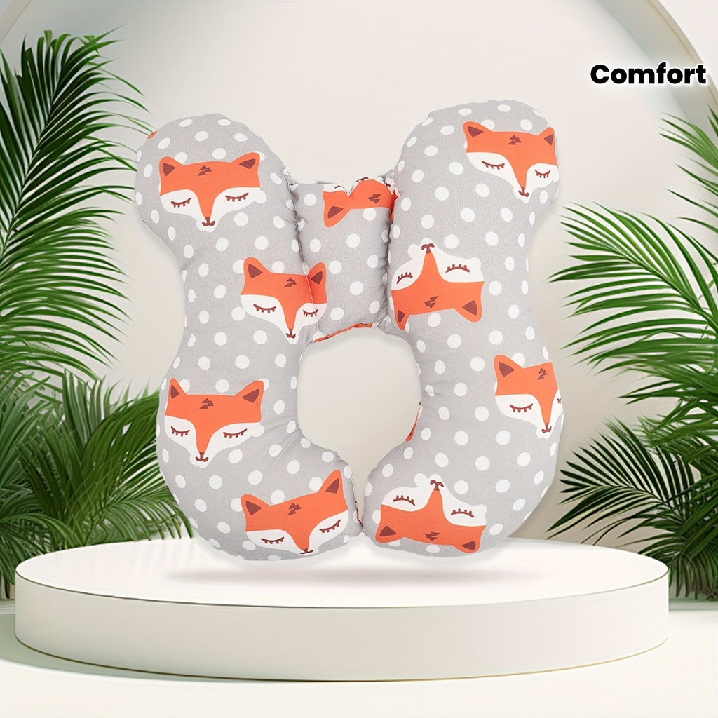 1pc Baby Stroller Headrest Durable Polyester 1pc Baby Stroller Headrest Cushion | Cute Animal Design, Safety Seat Support Pad for Comfort and Security, Orange & White Polka Dot Pattern, Perfect for Toddler Travel, Stroller Accessorie