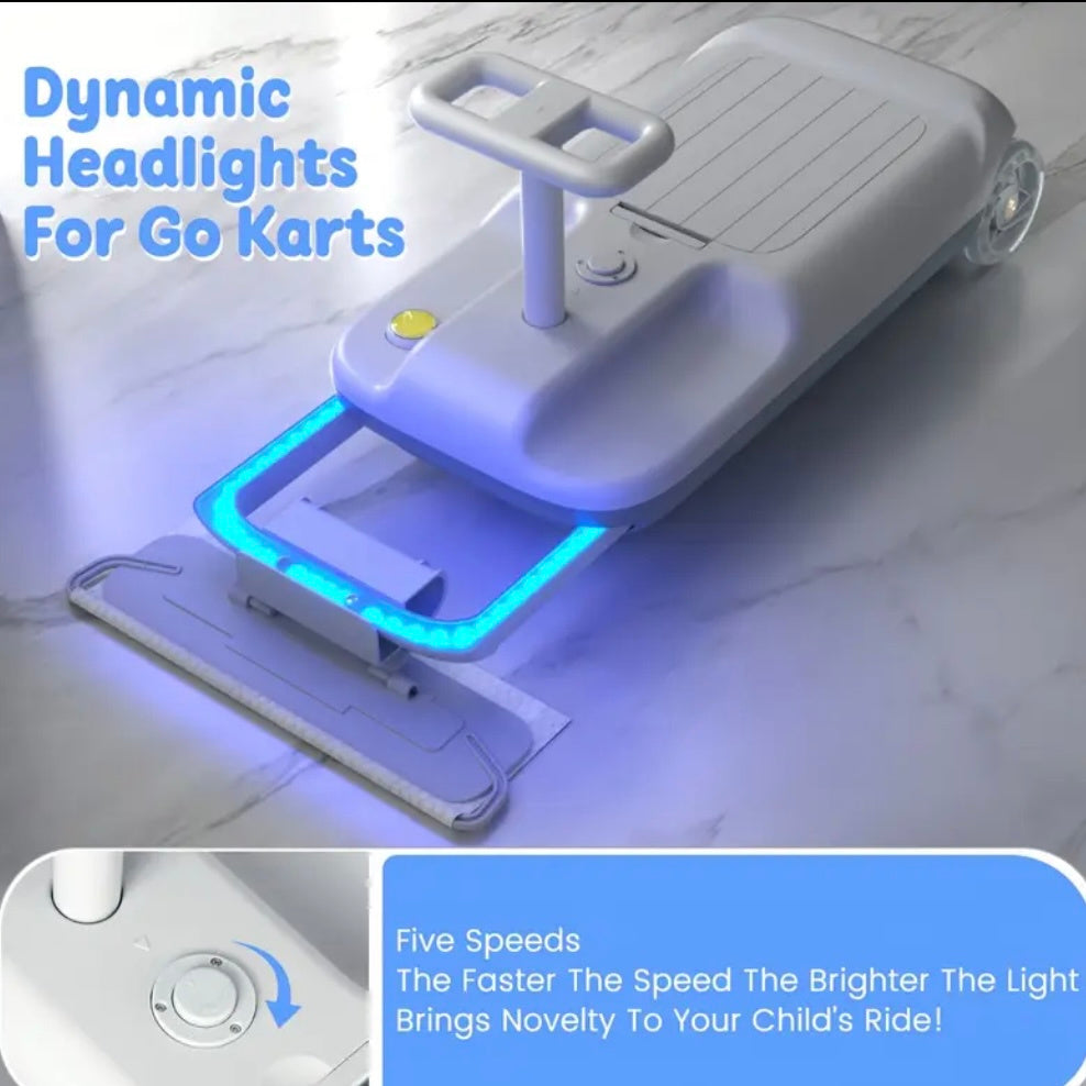 Portable Go Kart, Variable Speed For Kids, 5 Speeds Available, Cleaning Go Kart For 3+ Year Old (Includes Mop), Kids' Wiggle Car With Large Storage Gift For Mother'S Day