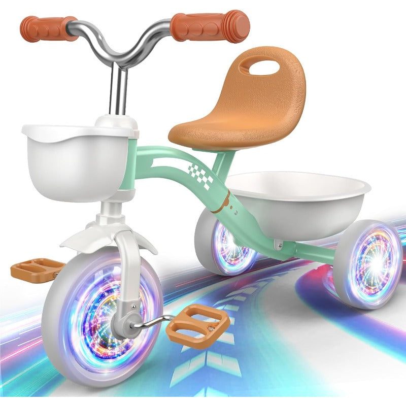 Toddler Tricycle for 13 35 Year Olds Colorful Lighting Toddler Bike Baby Toys for Ages 24 Boys 3Level Adjustable Seat 2 3 4 5 Year Old Birthday Gifts