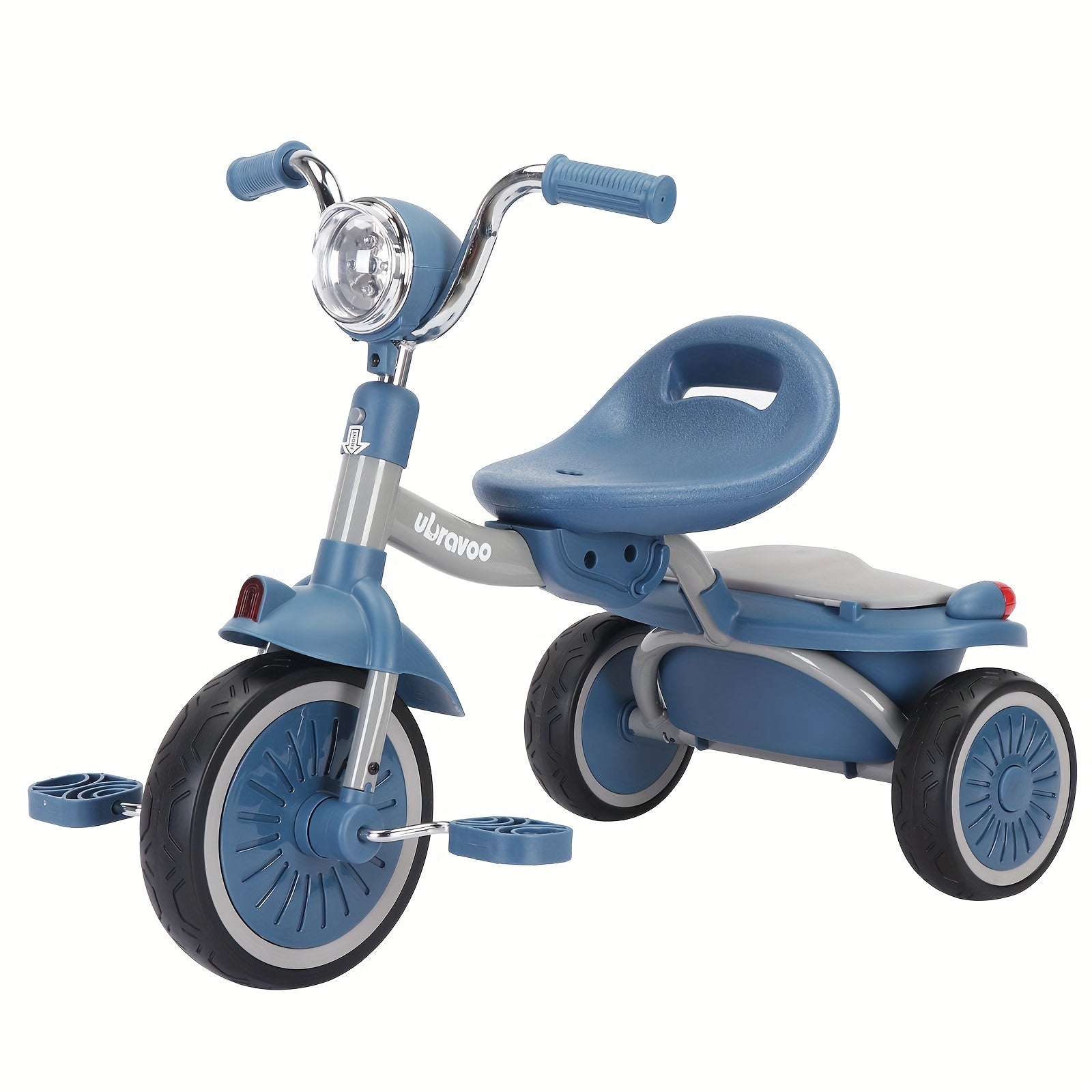 UBRAVOO Youngsters Foldable Tricycle Trike with Pedals, Unique PU Wheels with Elasticity Shock-absorbing Effect, Cool Lights, 1-5 Years