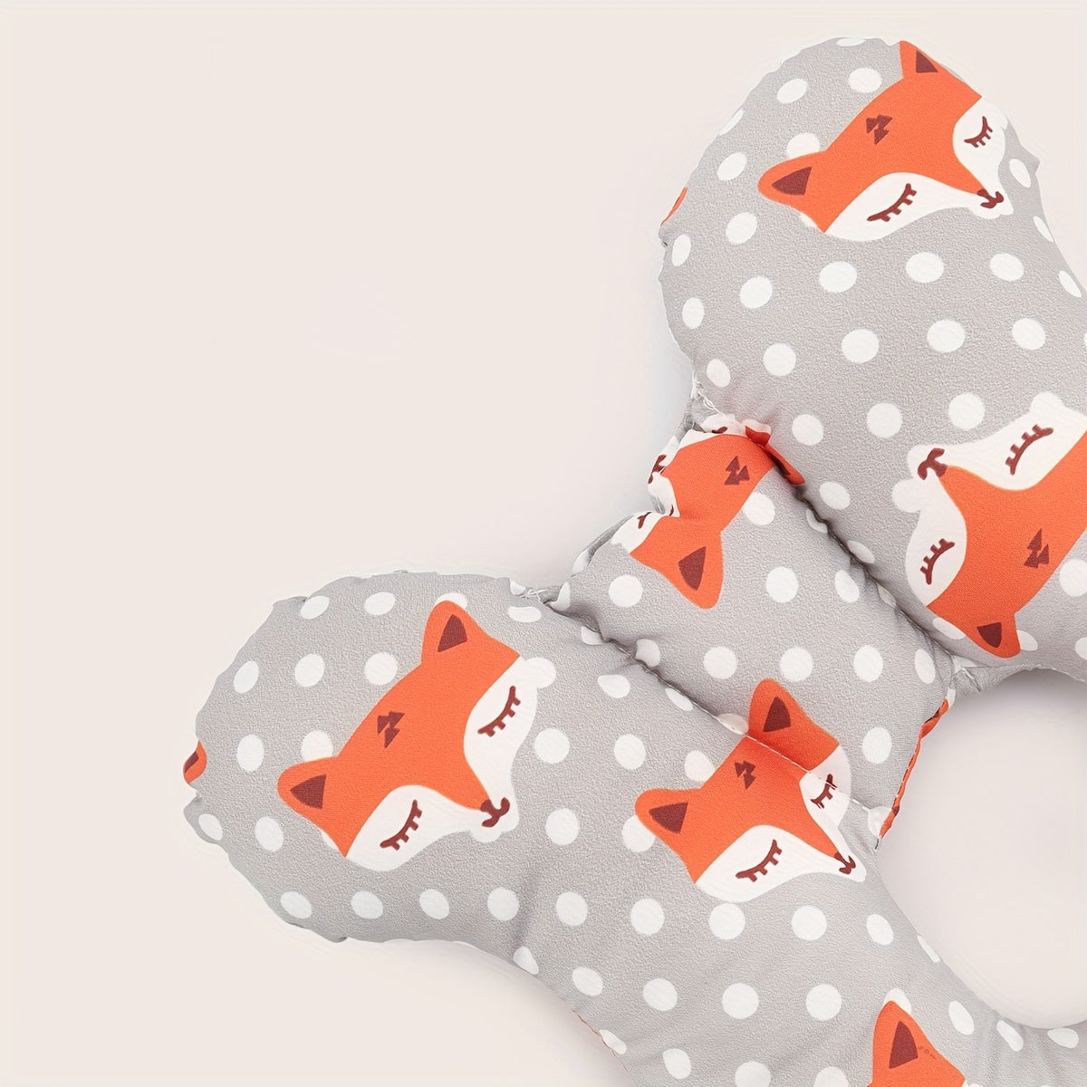 1pc Baby Stroller Headrest Durable Polyester 1pc Baby Stroller Headrest Cushion | Cute Animal Design, Safety Seat Support Pad for Comfort and Security, Orange & White Polka Dot Pattern, Perfect for Toddler Travel, Stroller Accessorie