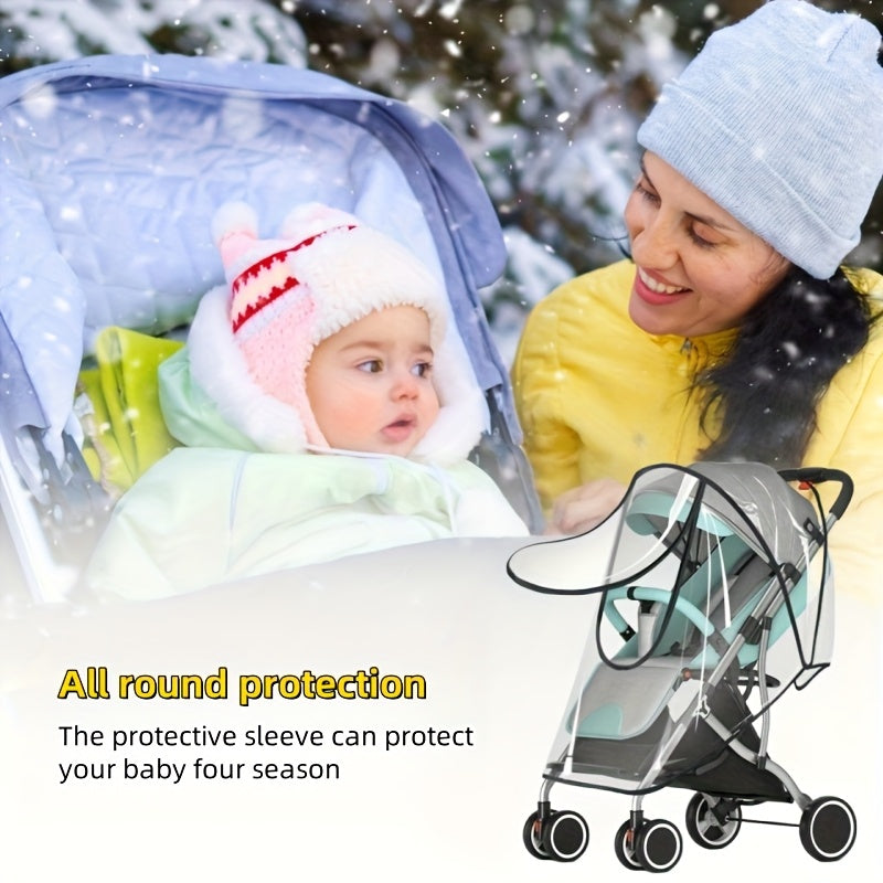 Stroller Rain Cover Windproof Baby Travel Stroller Trolley Umbrella Raincoat-Stroller Accessories