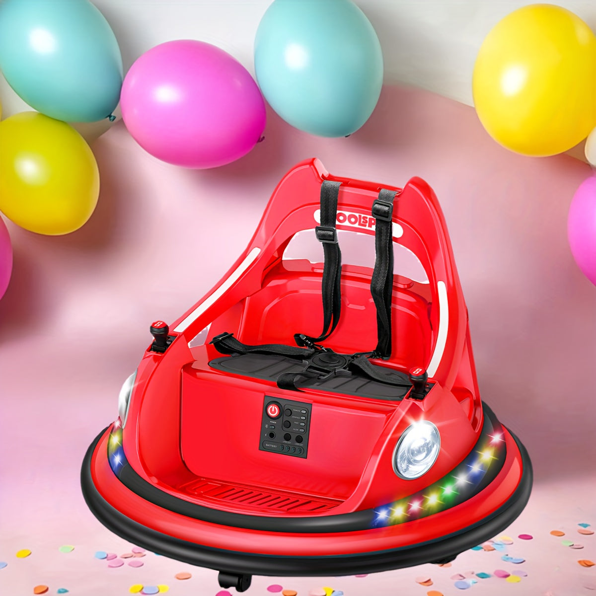 12V Kids Bumper Car, Toddlers Ride On Car With Remote Control, Electric Bumper Car With 360 Degree Spin, LED Lights, Music, 1.9MPH Max, 3-5 Years Old, Toy Gifts, Lavender, Blue, Red, Orange