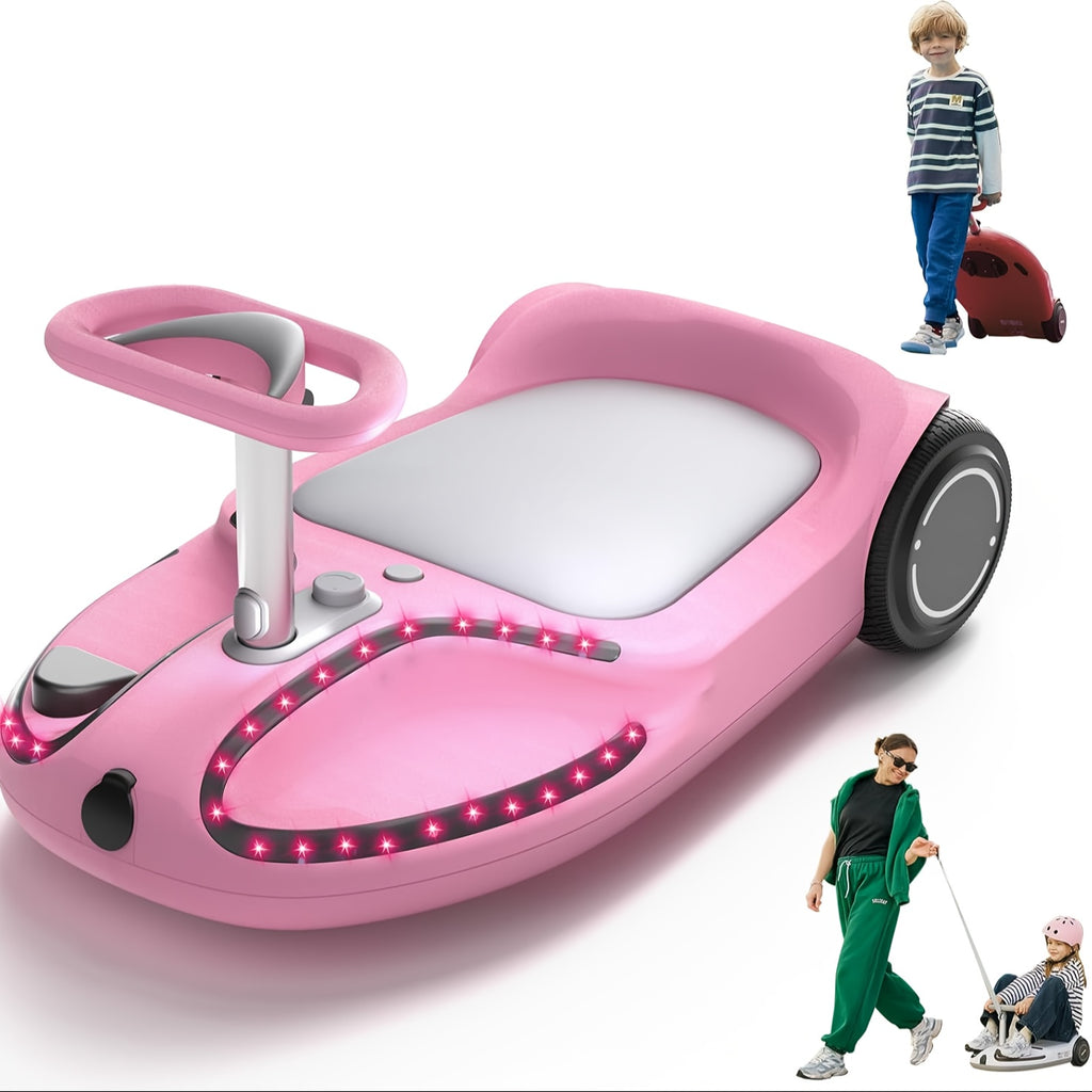 Electric Wiggle Car, 4in 1 Wiggle Car Ride On Toy, Lithium Rechargeable Battery, 3 Speed Modes, Rollover And Easy Assembly, 100+ Lights Modes, Wireless, Wiggle Car for Ages 3+, The Best Birthday And Holiday Gift for Children