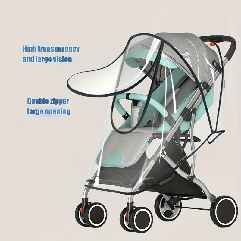 Stroller Rain Cover Windproof Baby Travel Stroller Trolley Umbrella Raincoat-Stroller Accessories