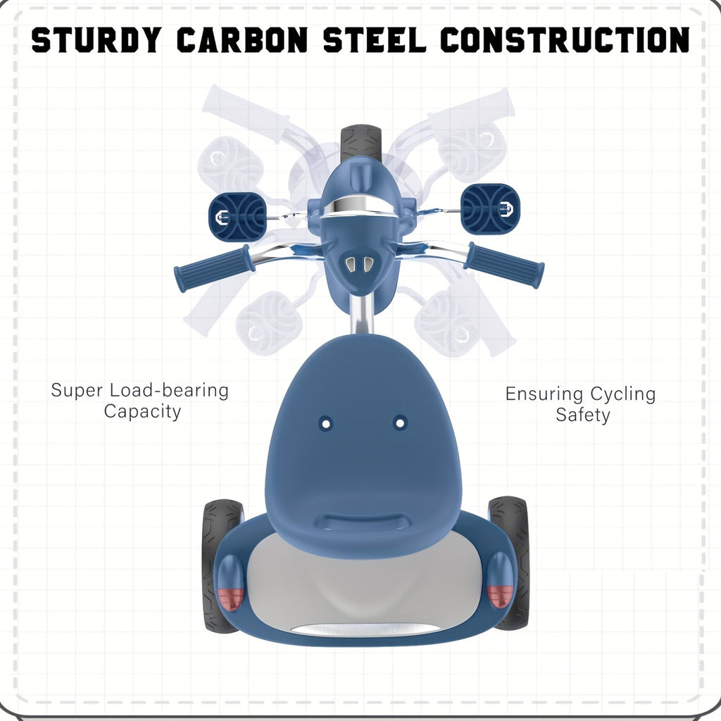 UBRAVOO Baby Tricycle, Foldable Toddler Trike with Pedals, Unique PU Wheels with Elasticity Shock-absorbing Effect, Cool Lights, Baby First Walker Trike for 1-5 Years Old Girls, Boys