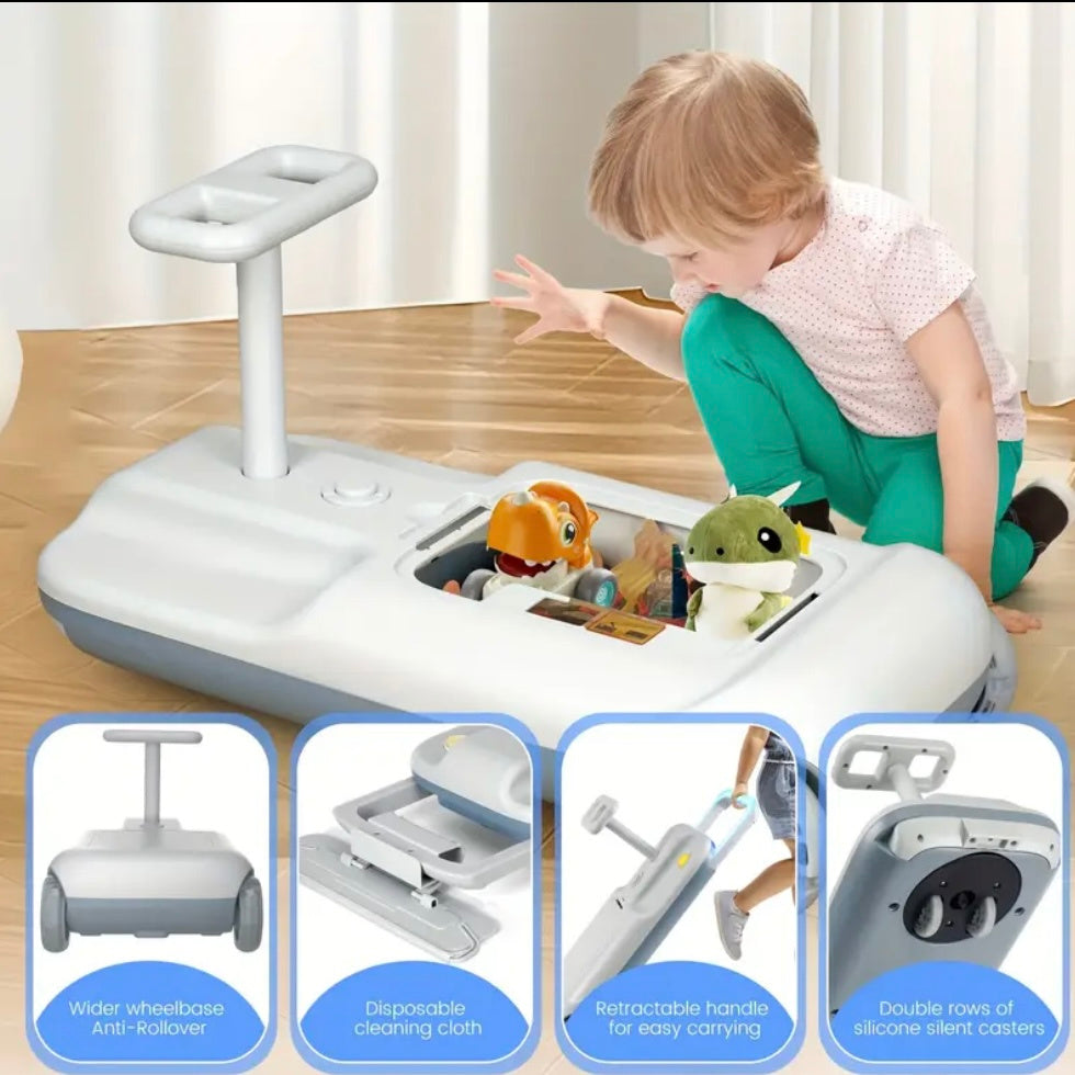 Portable Go Kart, Variable Speed For Kids, 5 Speeds Available, Cleaning Go Kart For 3+ Year Old (Includes Mop), Kids' Wiggle Car With Large Storage Gift For Mother'S Day