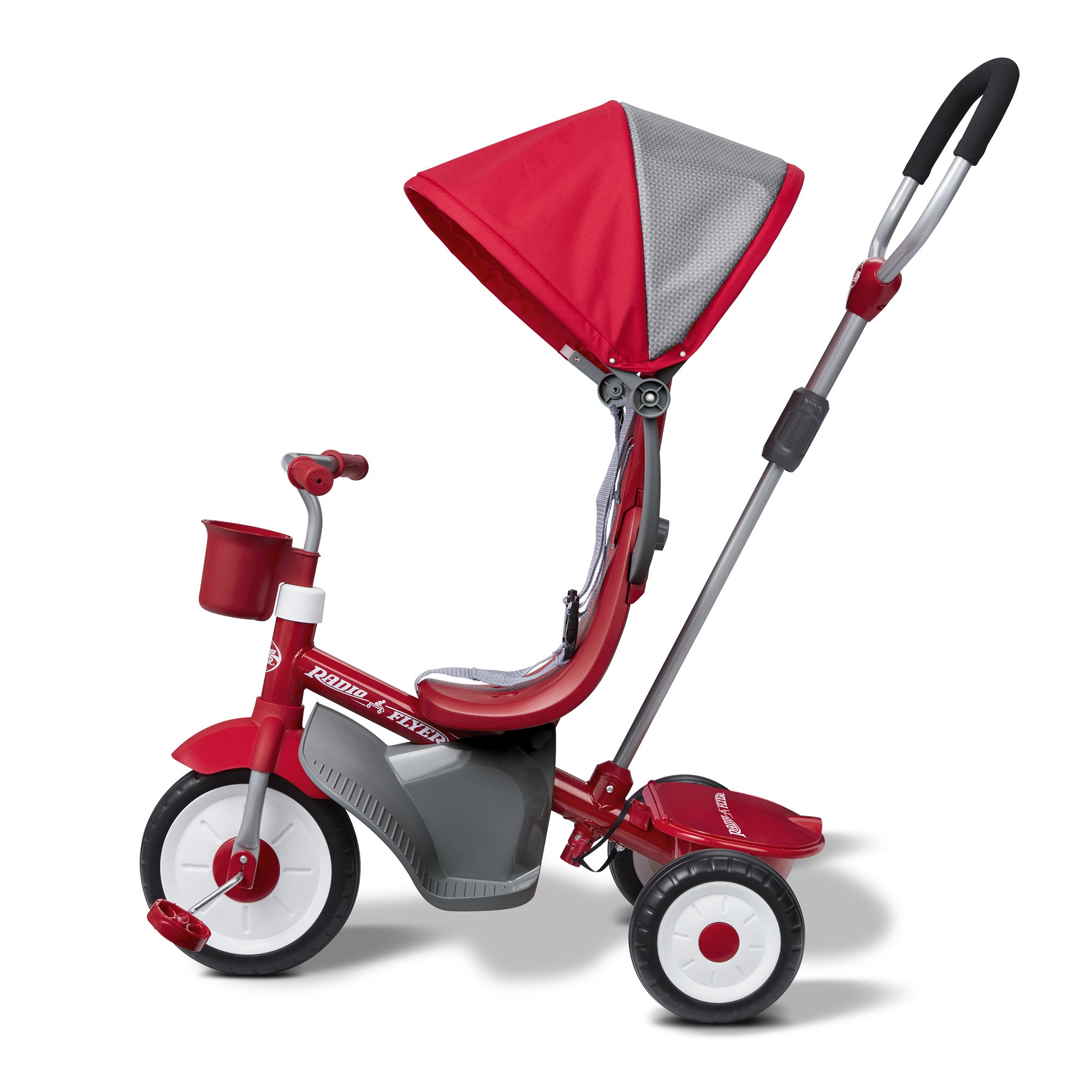 Radio Flyer Stroller Tricycle, EZ Fold 4-in-1 Stroll 'N Trike for Infant & Toddler, Red