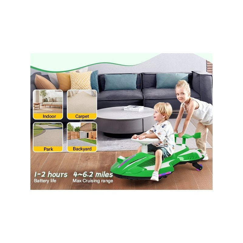 Riding twist car, children's electric twist car, 360° rotating swing car riding toy, with spray function, music suitable for 3 years old and above-lingkun