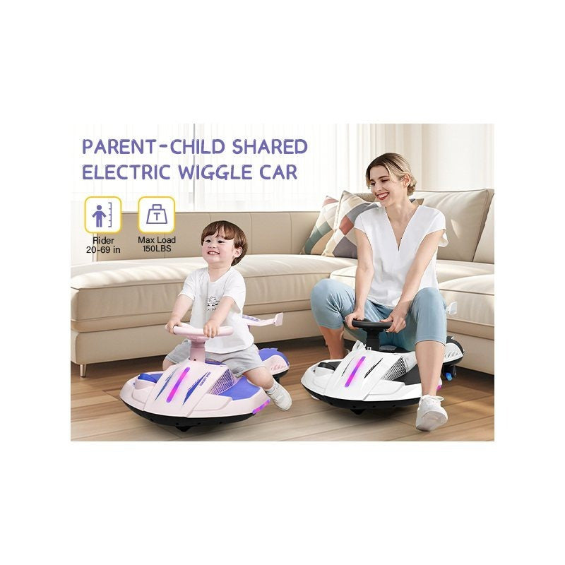 Riding twist car, children's electric twist car, 360° rotating swing car riding toy, with spray function, music suitable for 3 years old and above-lingkun