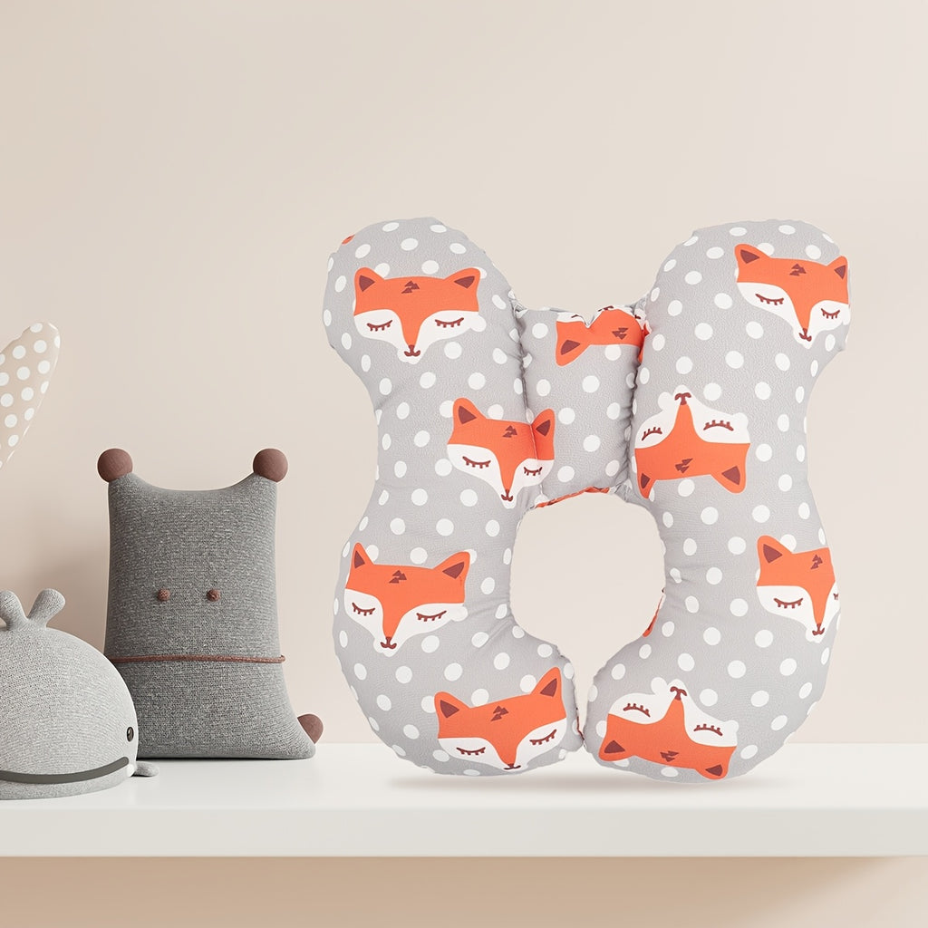 1pc Baby Stroller Headrest Durable Polyester 1pc Baby Stroller Headrest Cushion | Cute Animal Design, Safety Seat Support Pad for Comfort and Security, Orange & White Polka Dot Pattern, Perfect for Toddler Travel, Stroller Accessorie