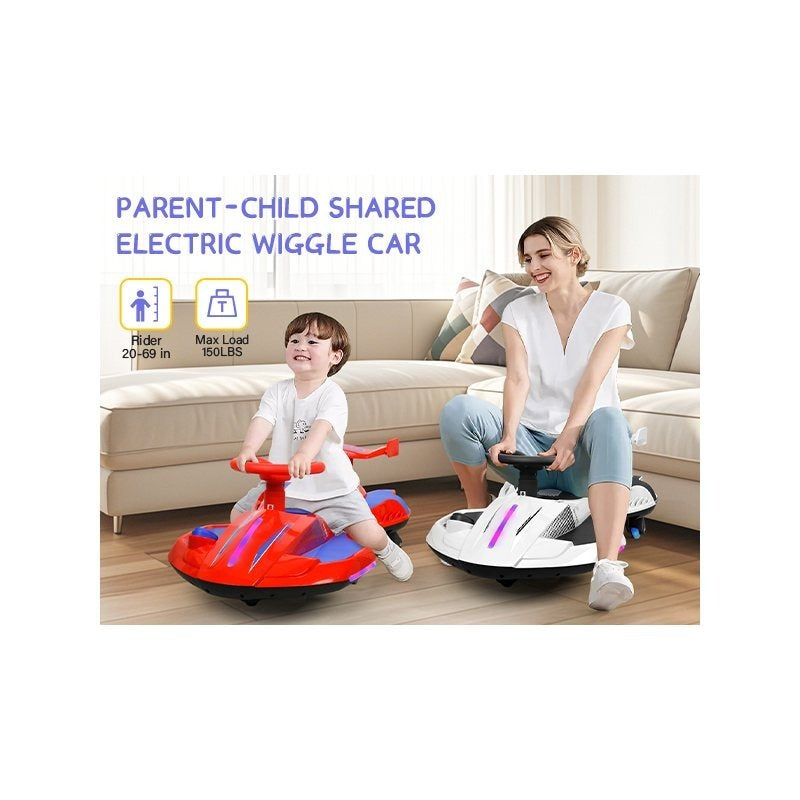 Riding twist car, children's electric twist car, 360° rotating swing car riding toy, with spray function, music suitable for 3 years old and above-lingkun