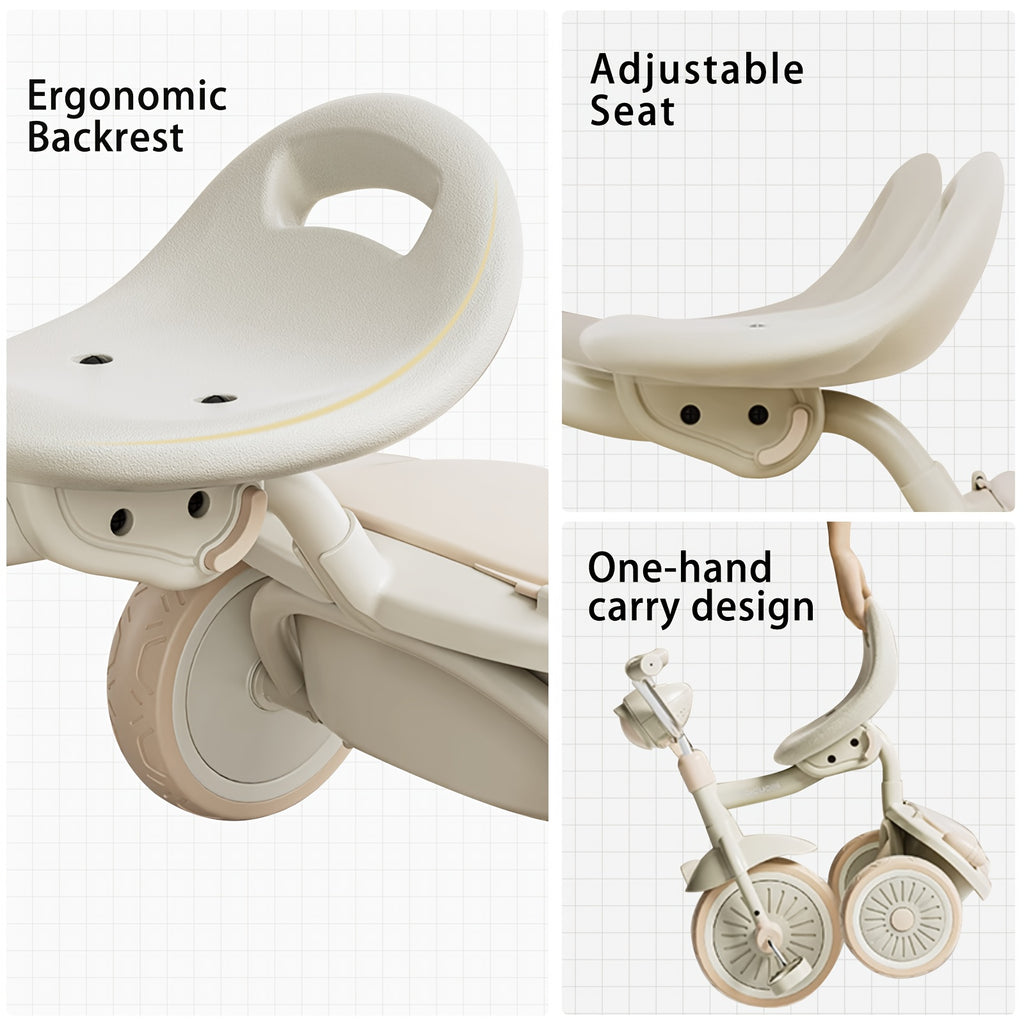 UBRAVOO Youngsters Foldable Tricycle Trike with Pedals, Unique PU Wheels with Elasticity Shock-absorbing Effect, Cool Lights, 1-5 Years