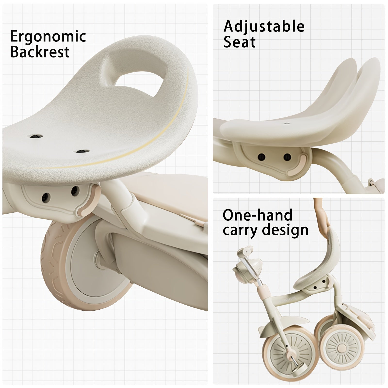 UBRAVOO Youngsters Foldable Tricycle Trike with Pedals, Unique PU Wheels with Elasticity Shock-absorbing Effect, Cool Lights, 1-5 Years