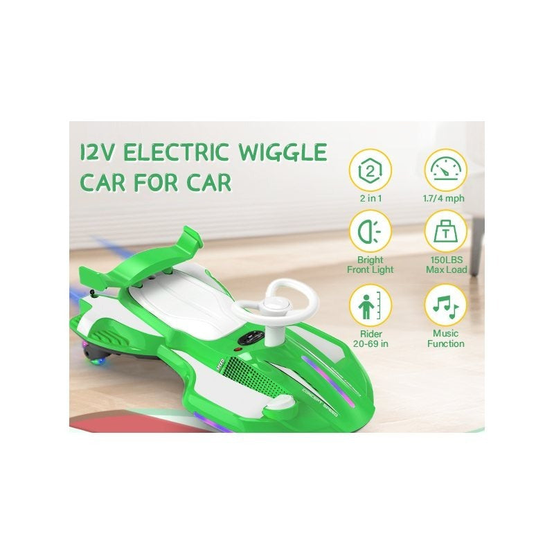 Riding twist car, children's electric twist car, 360° rotating swing car riding toy, with spray function, music suitable for 3 years old and above-lingkun
