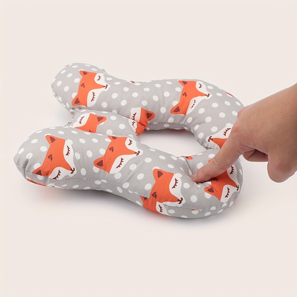 1pc Baby Stroller Headrest Durable Polyester 1pc Baby Stroller Headrest Cushion | Cute Animal Design, Safety Seat Support Pad for Comfort and Security, Orange & White Polka Dot Pattern, Perfect for Toddler Travel, Stroller Accessorie