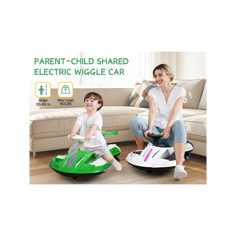 Riding twist car, children's electric twist car, 360° rotating swing car riding toy, with spray function, music suitable for 3 years old and above-lingkun