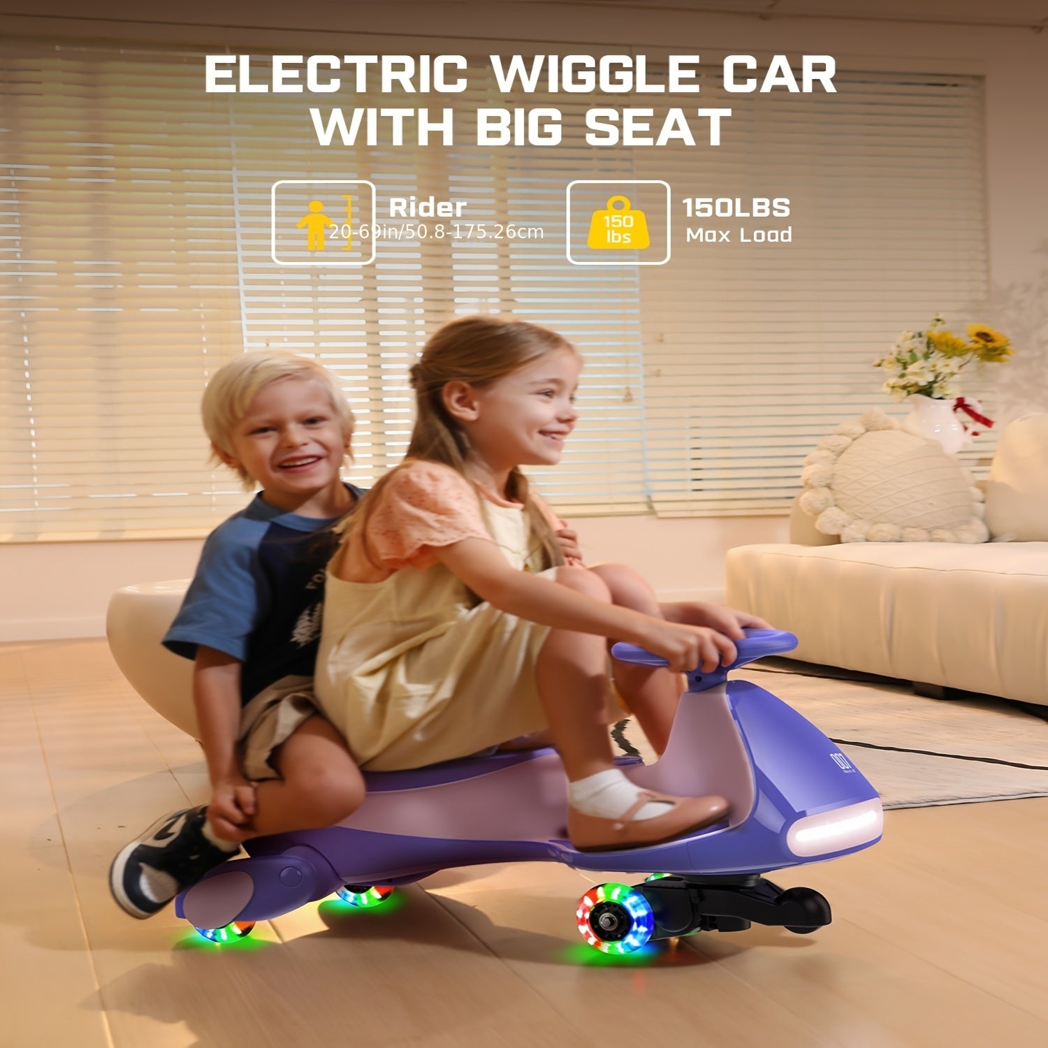 Easter Gifts for Kids6V Electric Wiggle Car with Pedal, Rechargeable Battery, 2 in 1 Swing Car, 2 Speed Ride on Toy, Anti-Rollover, Flashing Wheels, for Ages 3 And Up, 150 Lbs, Pink