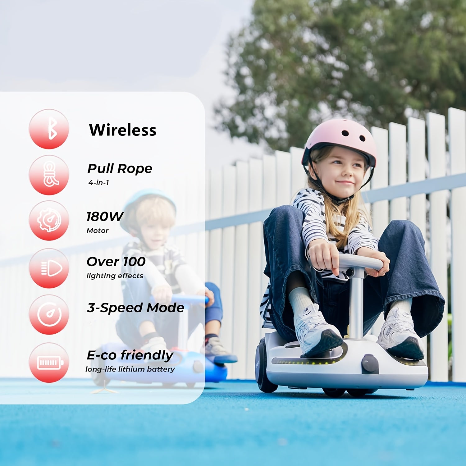 Electric Wiggle Car, 4in 1 Wiggle Car Ride On Toy, Lithium Rechargeable Battery, 3 Speed Modes, Rollover And Easy Assembly, 100+ Lights Modes, Wireless, Wiggle Car for Ages 3+, The Best Birthday And Holiday Gift for Children