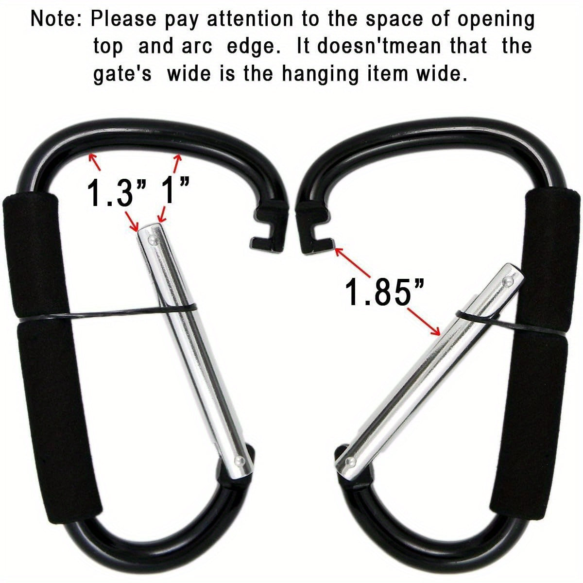 Large Stroller Hooks for Mommy, 2pcs Carabiner Stroller Hook Organizer for Hanging Purses, Diaper Bag, Shopping Bags. Clip Fits Single\u002F Twin Travel Systems, Car Seats ( Black+ Rose)