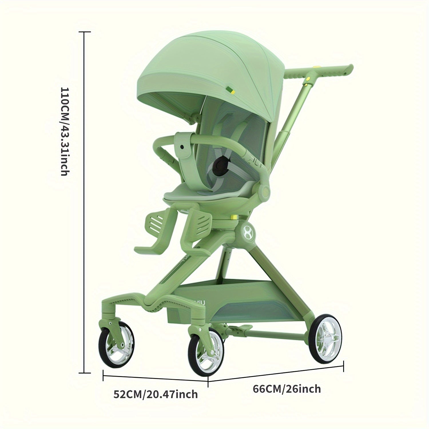 Travel Stroller, Reversible Seat Lightweight Baby Stroller, Mini ELF 2 Ultra Compact Stroller, Airplane Compatible, Full Recline Ergonomic Backrest, Load Up To 50lbs For Babies And Toddlers-Green