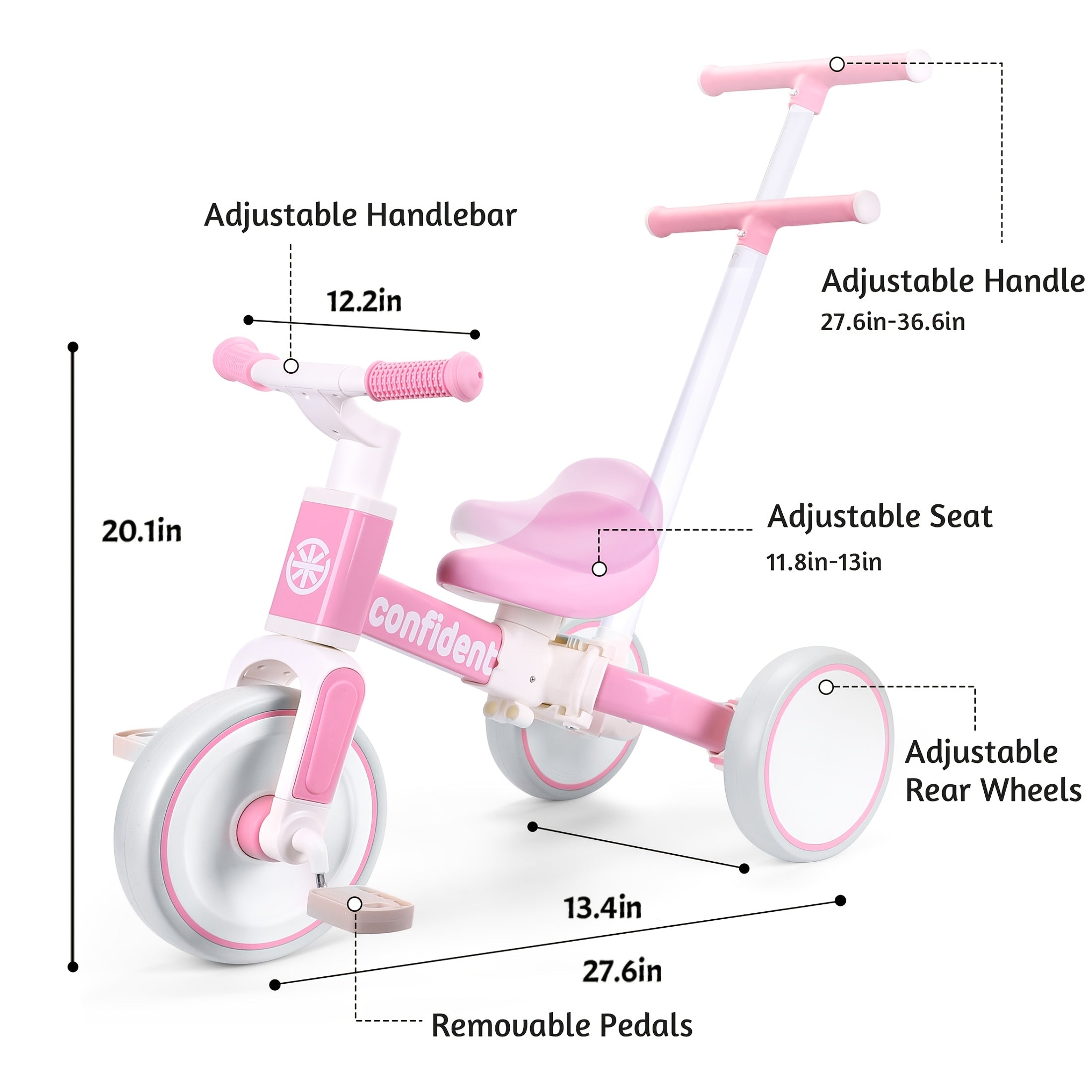 Baby Balance Bike for Kids 1-3 Years Old - 5-in-1 Adjustable Toddler Trike with Parent Steering Handle, Detachable Foot Pedals & Comfort Cushion - Convertible to Stroller, Scooter, Bike - Christmas Birthday Gift for Boys Girls, Tricycle for Toddlers