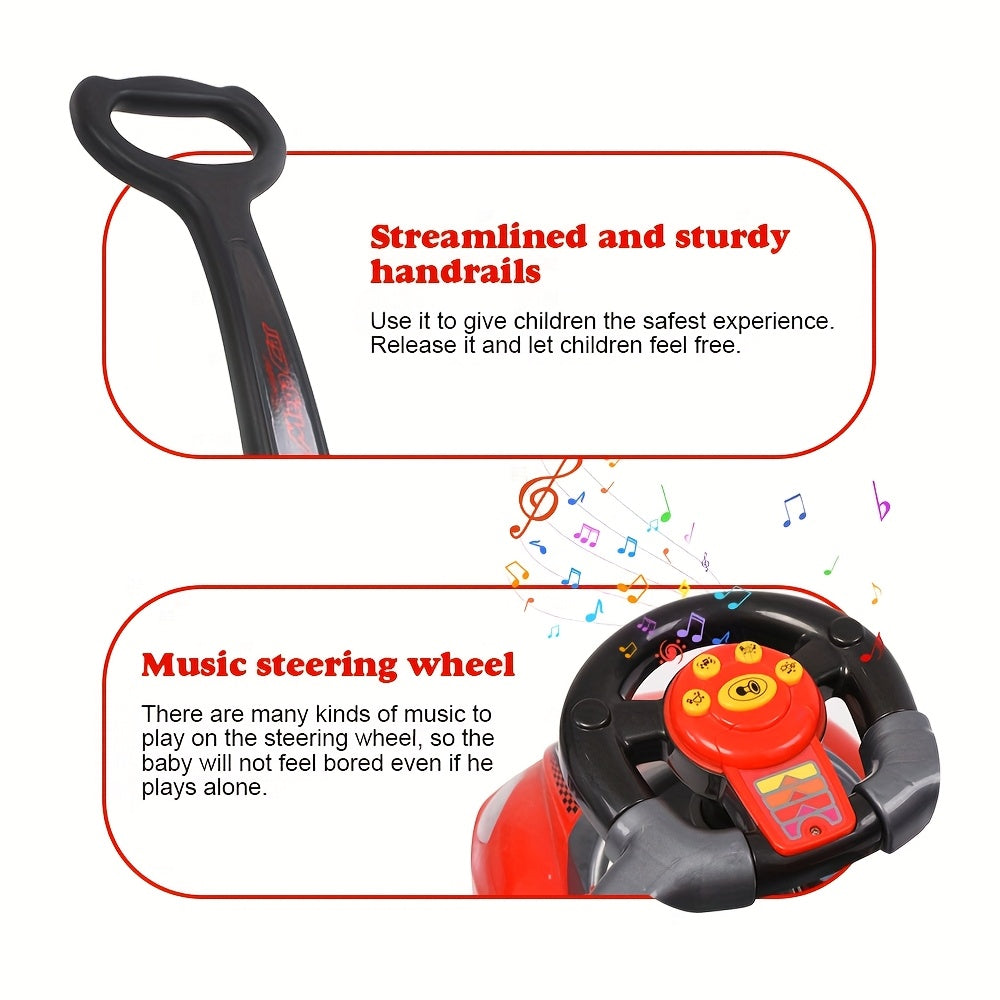 3-in-1 Youngsters Playset: Pink Push, Ride & Walker Car with Guardrail, Music & Under Seat Storage - Safe & Fun for Indoor\u002FOutdoor Play, Ages 18-36 Months, Youngsters Toys