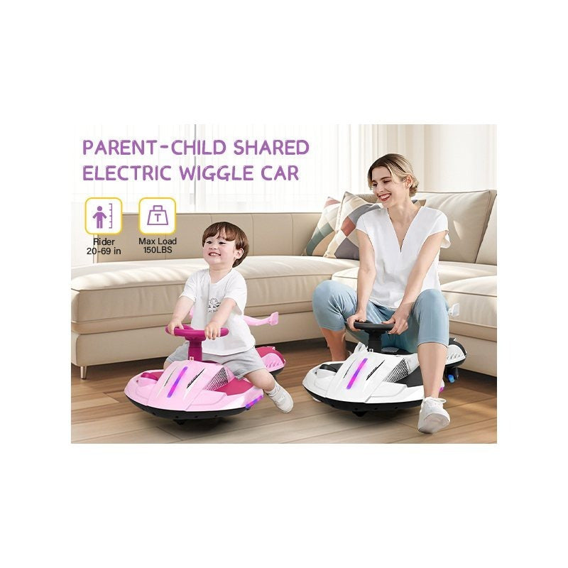 Riding twist car, children's electric twist car, 360° rotating swing car riding toy, with spray function, music suitable for 3 years old and above-lingkun