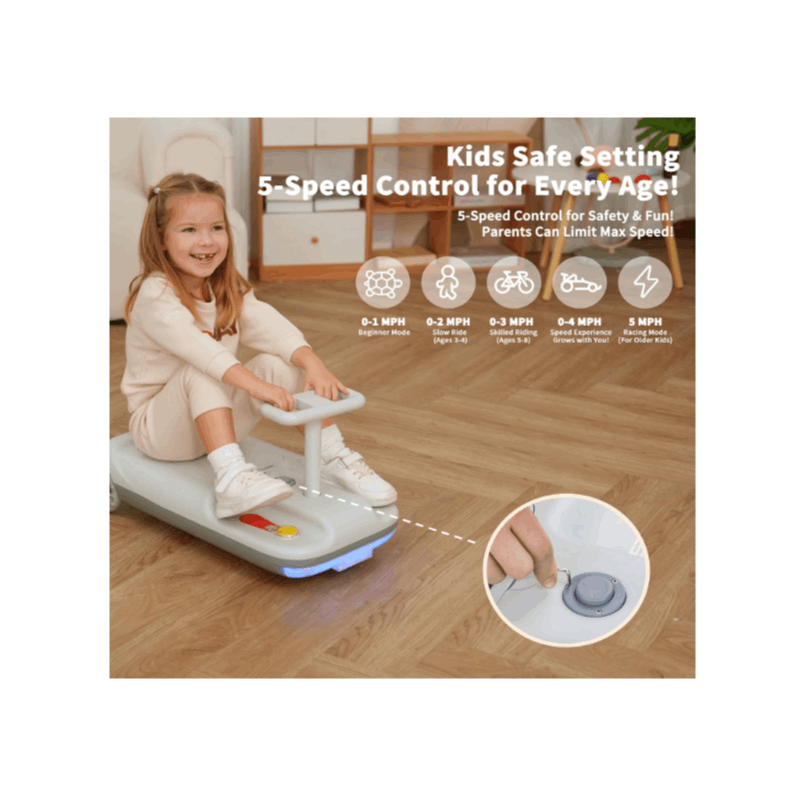 Portable Go Kart, Variable Speed For Kids, 5 Speeds Available, Cleaning Go Kart For 3+ Year Old (Includes Mop), Kids' Wiggle Car With Large Storage Gift For Mother'S Day