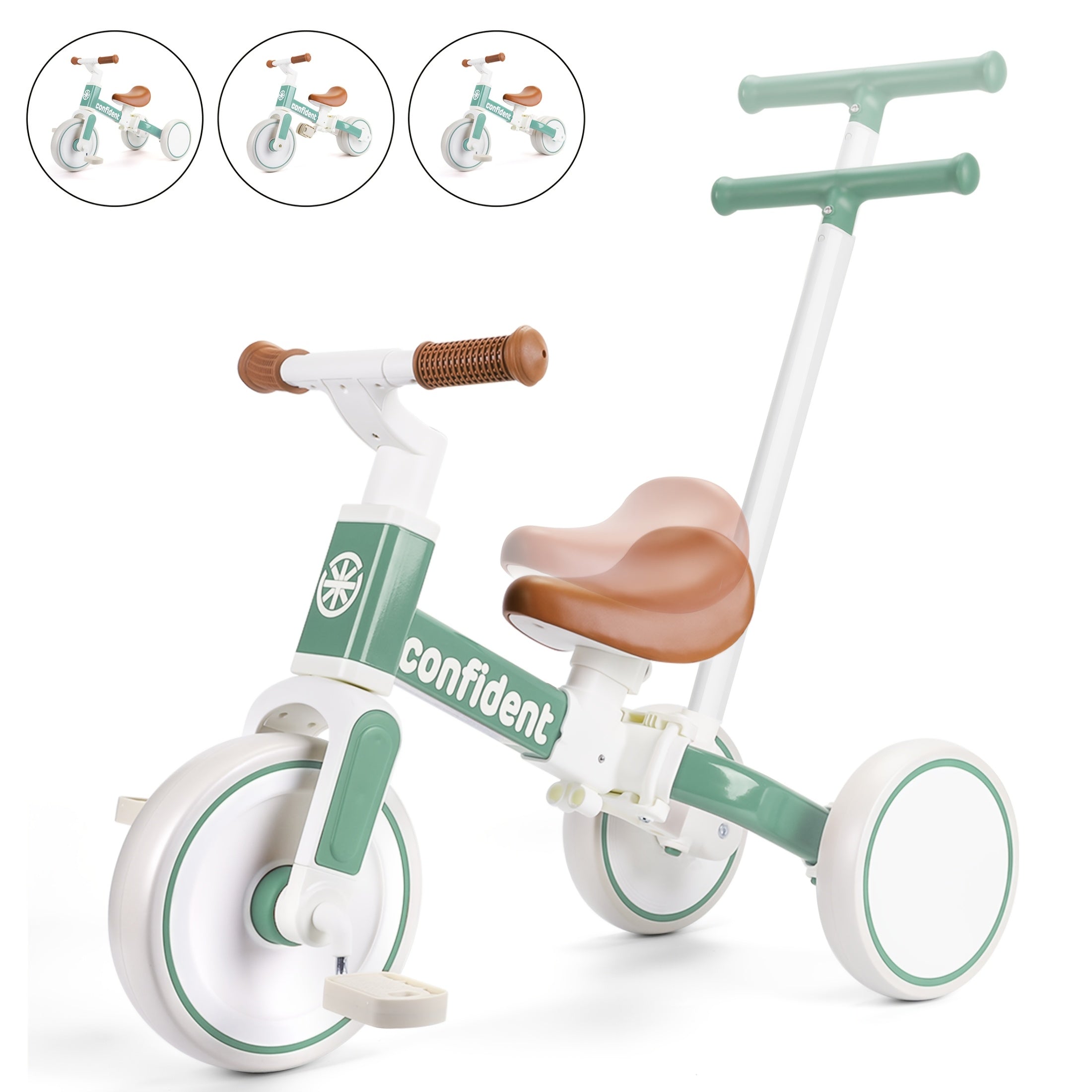 Baby Balance Bike for Kids 1-3 Years Old - 5-in-1 Adjustable Toddler Trike with Parent Steering Handle, Detachable Foot Pedals & Comfort Cushion - Convertible to Stroller, Scooter, Bike - Christmas Birthday Gift for Boys Girls, Tricycle for Toddlers