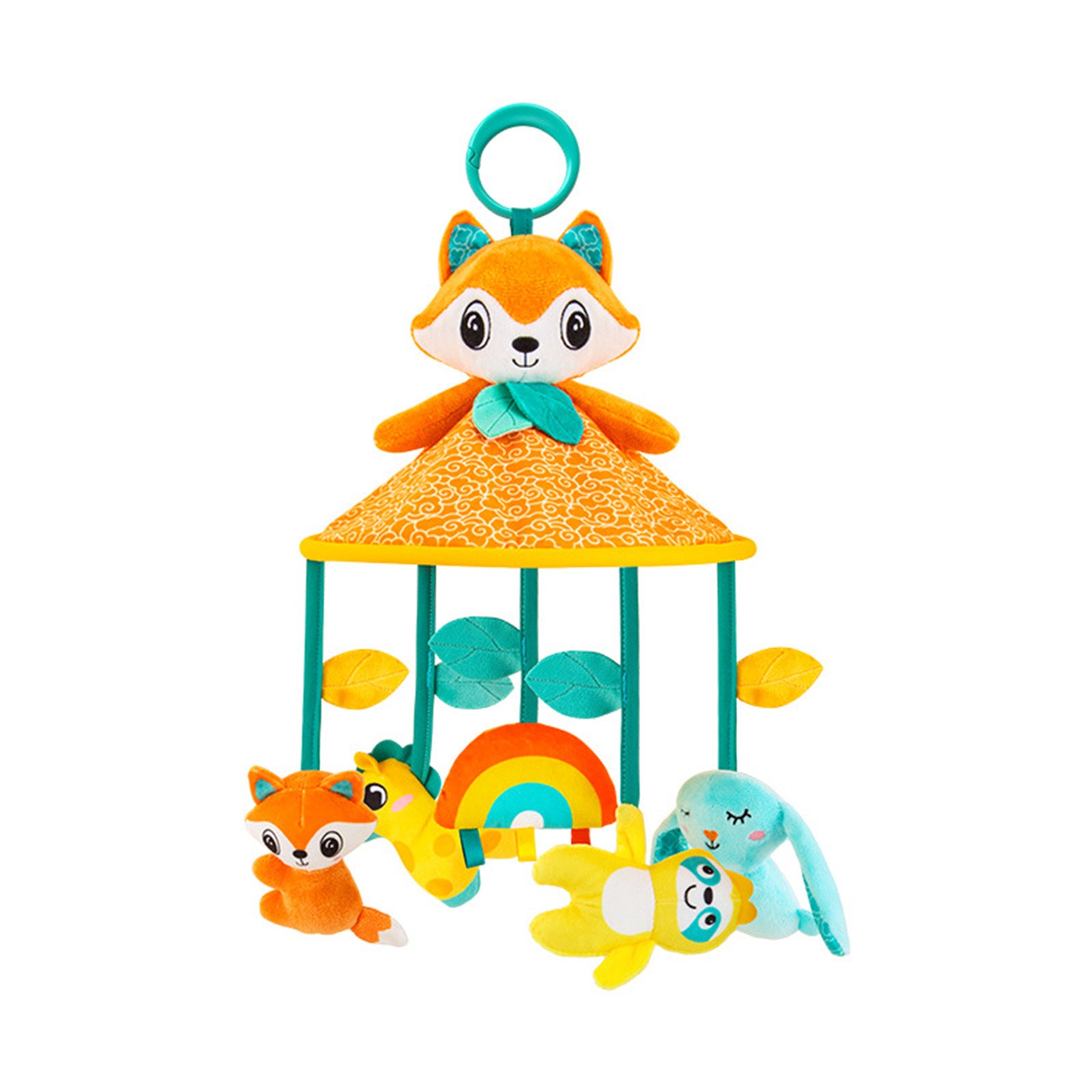 Colorful Animal Carousel Hanging Activity Toys with Teether & Rattle for Stroller and Car Seat, Suitable for and Up - Multiple Sensory Stimulators, Clip-On Design, Blue