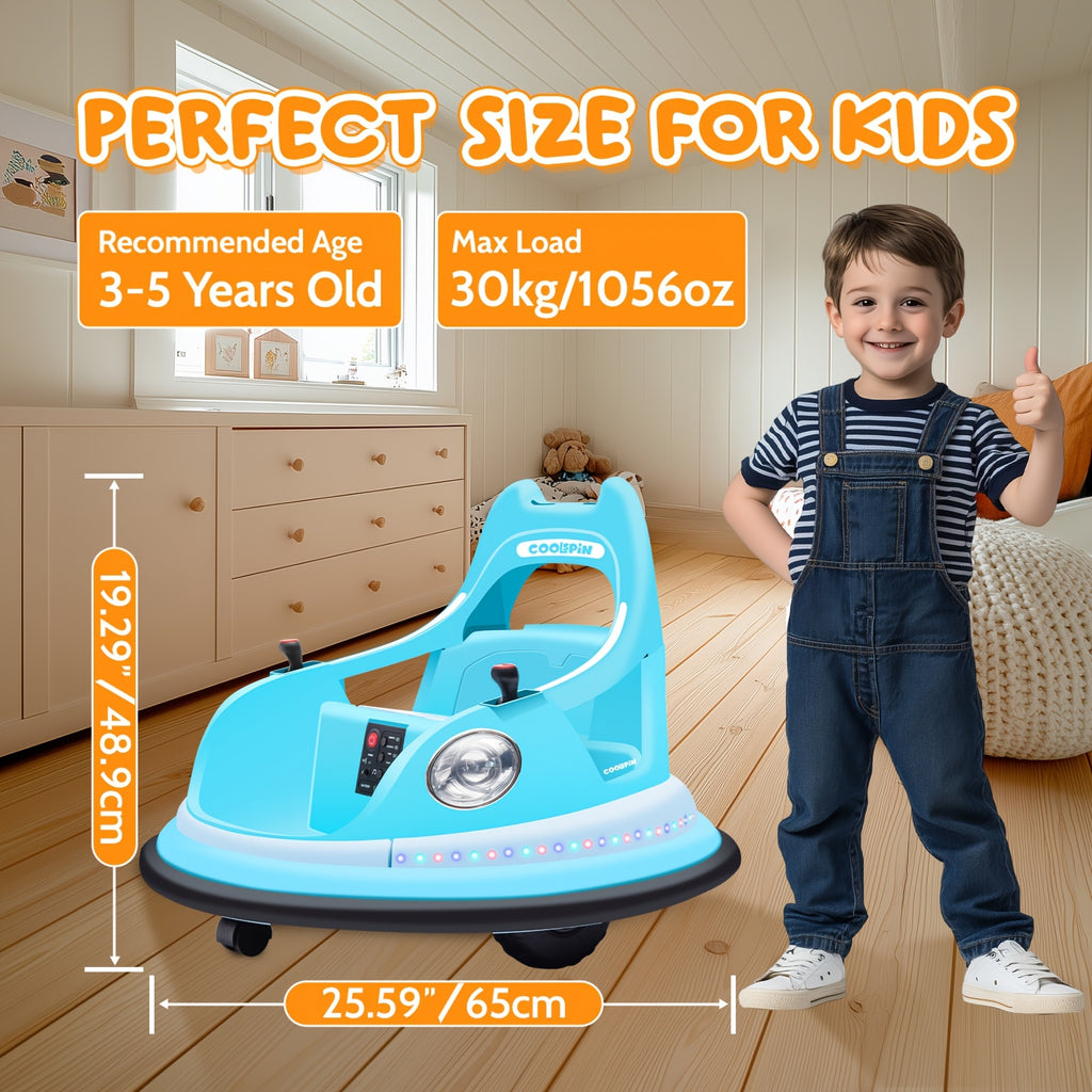 12V Electric Bumper Car For Kids With Remote Control, 360° Spin, LED Lights & Music, Ride-On Toy For Toddlers