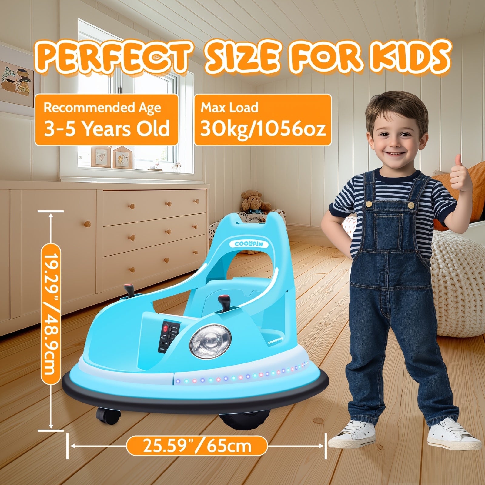 12V Electric Bumper Car For Kids With Remote Control, 360° Spin, LED Lights & Music, Ride-On Toy For Toddlers