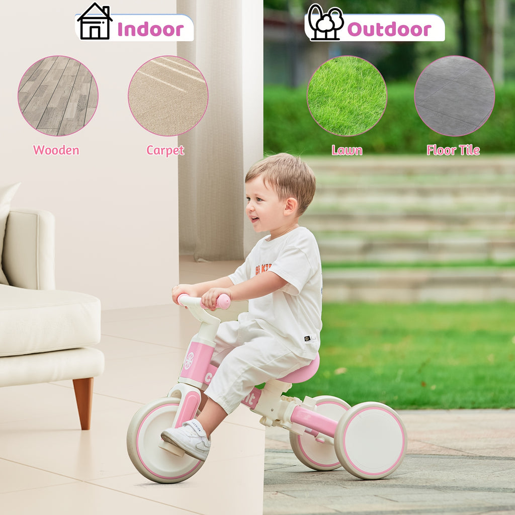 Baby Balance Bike for Kids 1-3 Years Old - 5-in-1 Adjustable Toddler Trike with Parent Steering Handle, Detachable Foot Pedals & Comfort Cushion - Convertible to Stroller, Scooter, Bike - Christmas Birthday Gift for Boys Girls, Tricycle for Toddlers