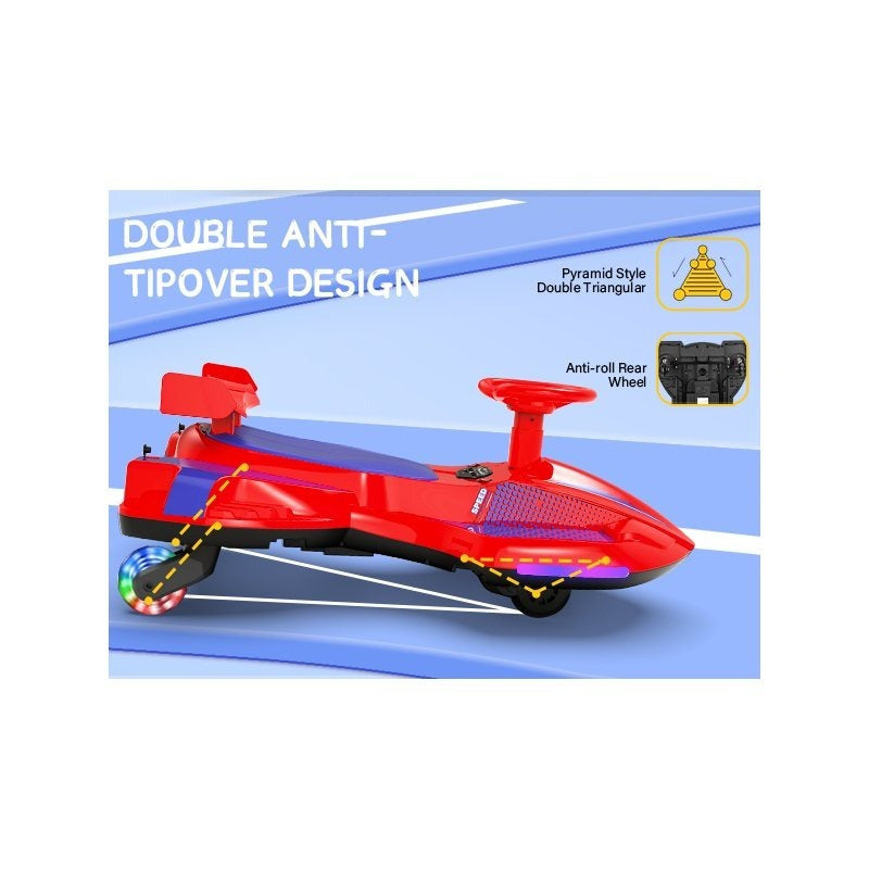 Riding twist car, children's electric twist car, 360° rotating swing car riding toy, with spray function, music suitable for 3 years old and above-lingkun