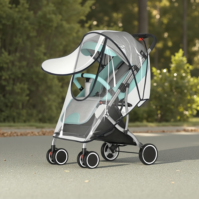 Stroller Rain Cover Windproof Baby Travel Stroller Trolley Umbrella Raincoat-Stroller Accessories