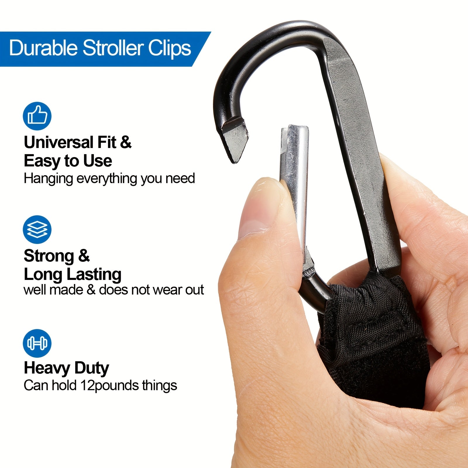 6 Pack Stroller Hooks For Hanging Diaper Bags Stroller Clips For Bags Multipurpose Hooks For Grocery Shopping Bags Stroller Accessories Pram Buggy Clips Straps Hook