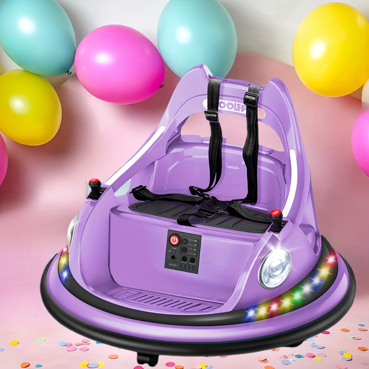 12V Kids Bumper Car, Toddlers Ride On Car With Remote Control, Electric Bumper Car With 360 Degree Spin, LED Lights, Music, 1.9MPH Max, 3-5 Years Old, Toy Gifts, Lavender, Blue, Red, Orange