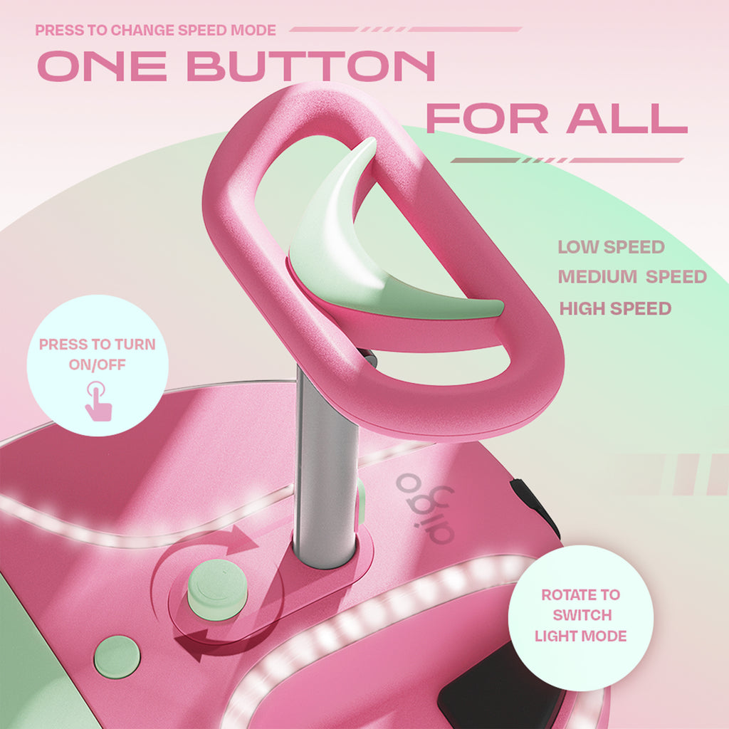 aigo HappyRoll E7 Joyride Electric children's go-kart, features a powerful built-in wireless speaker,Max power 100w, 5Mph, Range at Max Speed 5 Miles, Multifunction Steering Wheel,Ambient & Tail Lights,Ages 3 and up,Load capacity 110 lbs