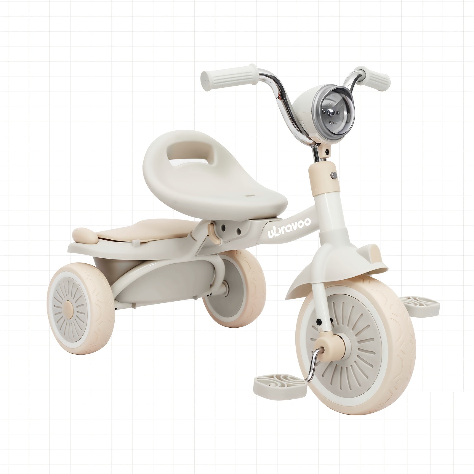 UBRAVOO Youngsters Foldable Tricycle Trike with Pedals, Unique PU Wheels with Elasticity Shock-absorbing Effect, Cool Lights, 1-5 Years
