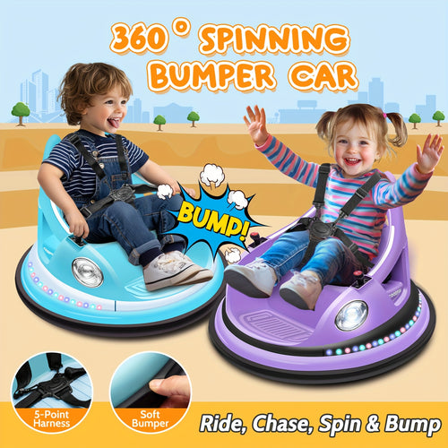 12V Electric Bumper Car For Kids With Remote Control, 360° Spin, LED Lights & Music, Ride-On Toy For Toddlers