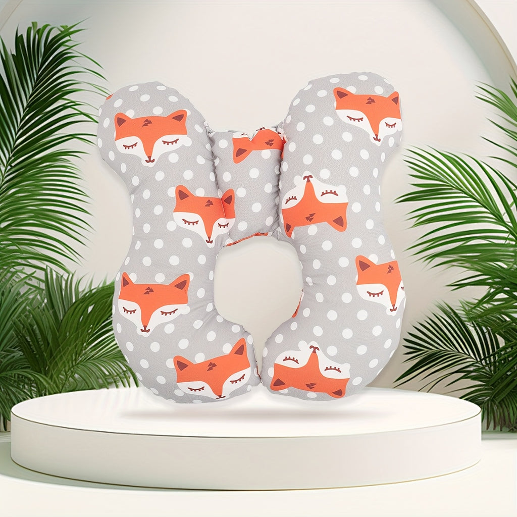 1pc Baby Stroller Headrest Durable Polyester 1pc Baby Stroller Headrest Cushion | Cute Animal Design, Safety Seat Support Pad for Comfort and Security, Orange & White Polka Dot Pattern, Perfect for Toddler Travel, Stroller Accessorie