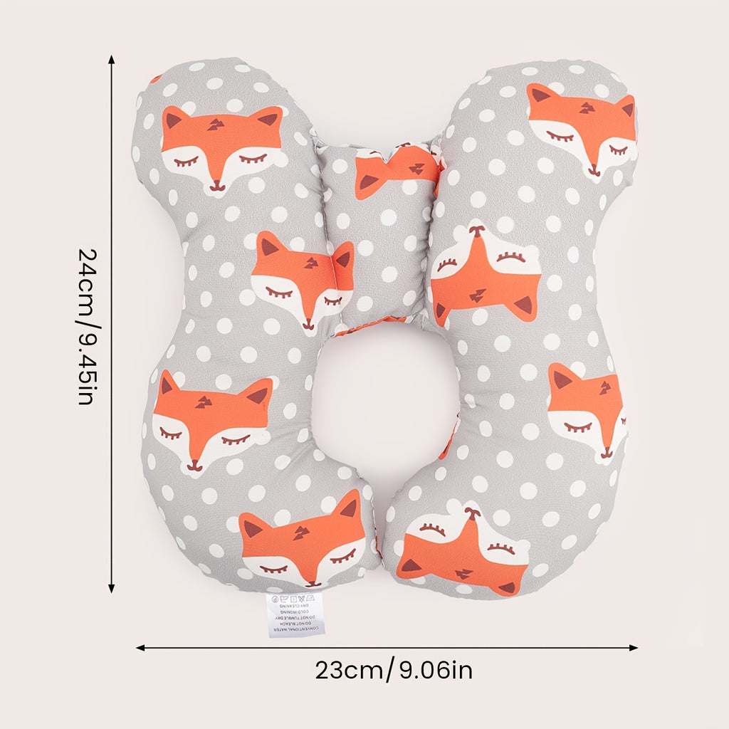 1pc Baby Stroller Headrest Durable Polyester 1pc Baby Stroller Headrest Cushion | Cute Animal Design, Safety Seat Support Pad for Comfort and Security, Orange & White Polka Dot Pattern, Perfect for Toddler Travel, Stroller Accessorie