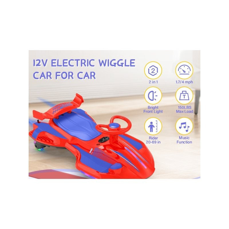 Riding twist car, children's electric twist car, 360° rotating swing car riding toy, with spray function, music suitable for 3 years old and above-lingkun