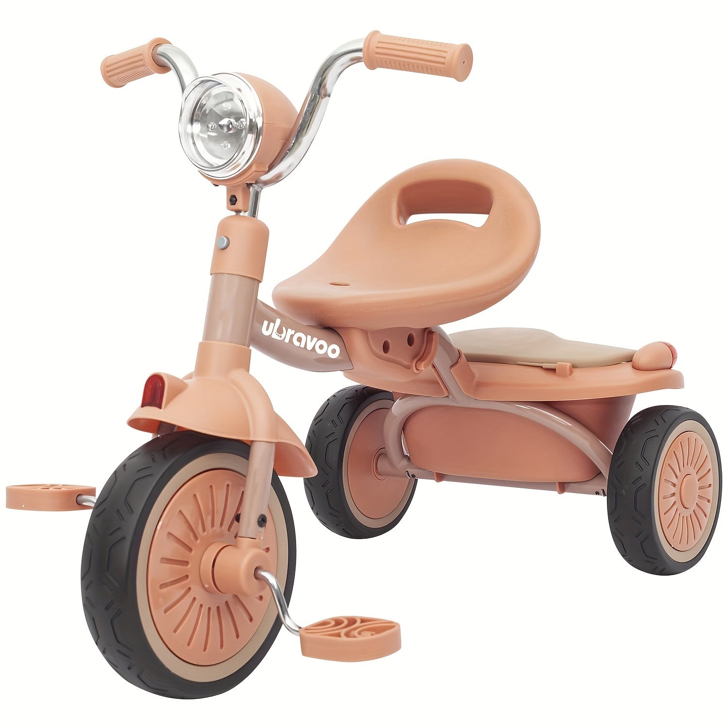 UBRAVOO Baby Tricycle, Foldable Toddler Trike with Pedals, Unique PU Wheels with Elasticity Shock-absorbing Effect, Cool Lights, Baby First Walker Trike for 1-5 Years Old Girls, Boys