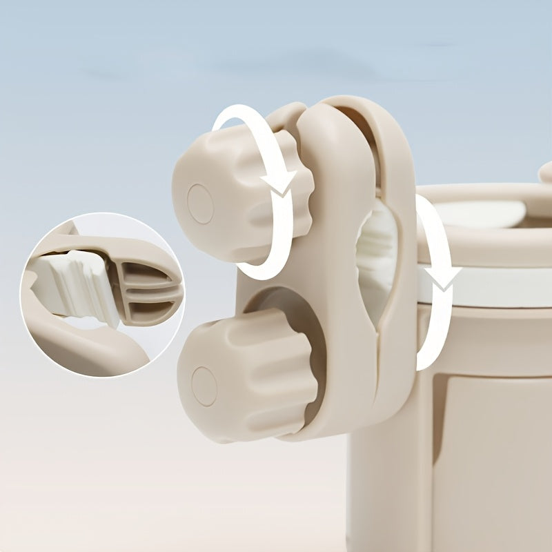 3-in-1 Stroller Cup & Bottle Holder with Phone Holder - Durable PP material, securely attached to the handlebars, perfect for parents travelling, Stroller Cup Holder, cream\u002Fblack