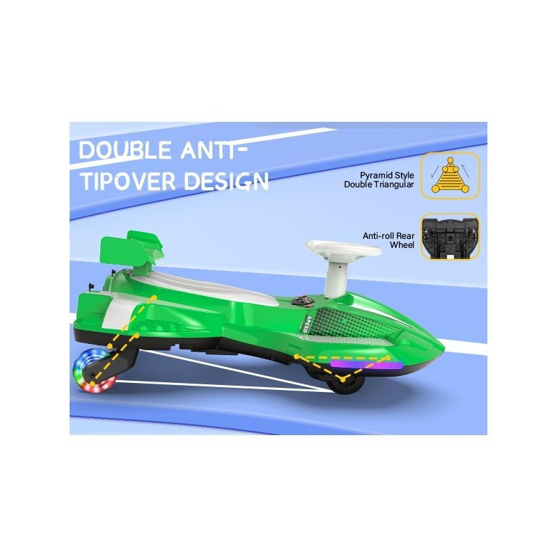 Riding twist car, children's electric twist car, 360° rotating swing car riding toy, with spray function, music suitable for 3 years old and above-lingkun