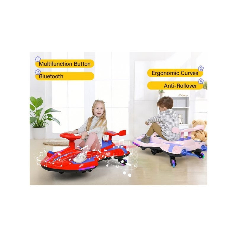 Riding twist car, children's electric twist car, 360° rotating swing car riding toy, with spray function, music suitable for 3 years old and above-lingkun